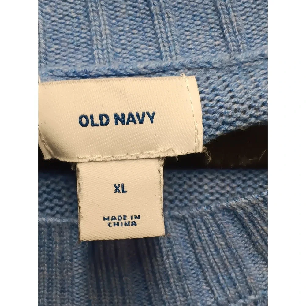 Old Navy Blue Heather Rib Trim Knit‎ Sweater XL Long Sleeve Pullover